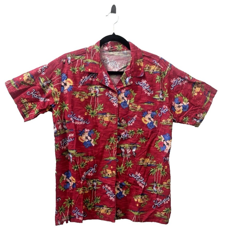 VTG 90's Sun Streak Size M Mens Aloha 100% Cotton Hawaiian Shirt Button Up - EUC